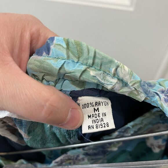 Vintage Midnight Run Blue Patchwork Maxi Skirt Boho Broomstick Mixed Print Sz M - Picture 11 of 13